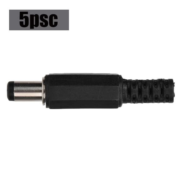 5 stk. 2,1 mm x 5,5 mm han DC-strømstik Jack koaksialstikadapter