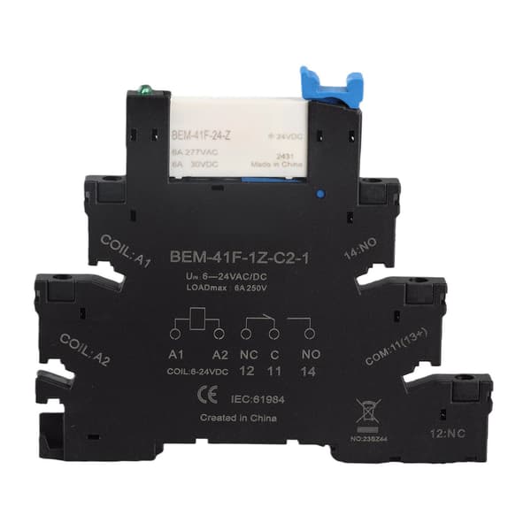 DC-styret AC ultratyndt solid state-relæ, DIN-skinne SPDT 6A 6-24V spole, kompakt modul