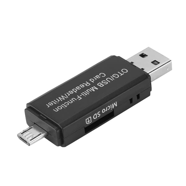 OTG USB Multifunktionskortlæser/-skriver til Micro SD SD TF PC og smarte mobiltelefoner (sort)
