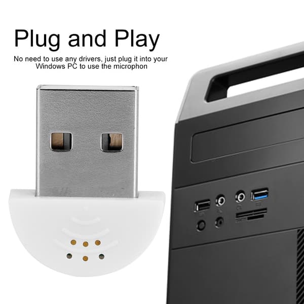 Bärbar USB Mini Studio Talmikrofon Inspelningsljud MIC-adapter för dator PC Vit