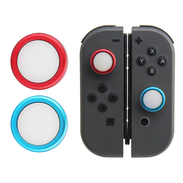 2PCS Silikongelknappskydd för Switch-spelkontrolljoystick (blå-röd)