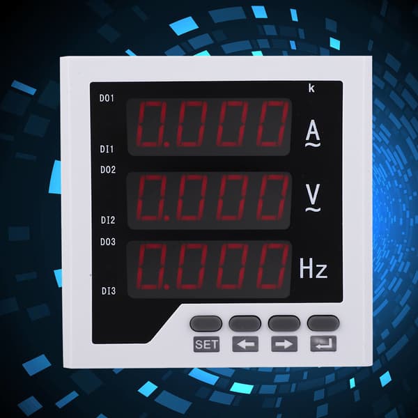 AC 220V 96x96mm Enfaset Voltmeter Amperemeter Frekvenstester Multifunktionspanelmåler