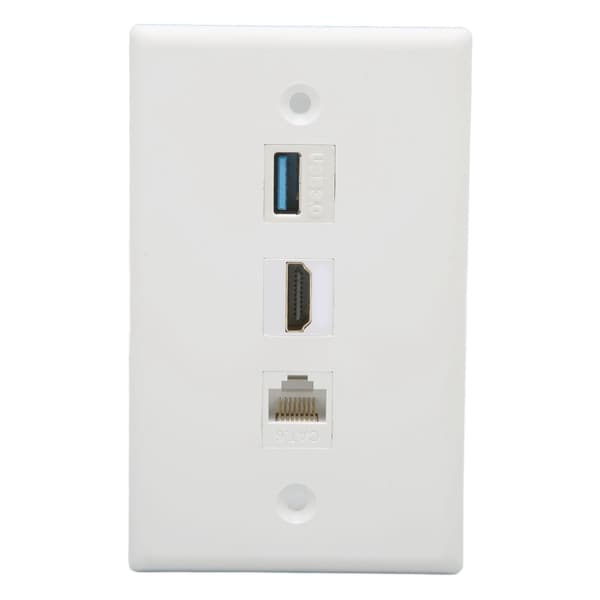 HD Multimedia Interface -seinälevy, juottamaton CAT6 USB3.0 HD Multimedia Interface 3-porttinen seinälevyn pistorasia