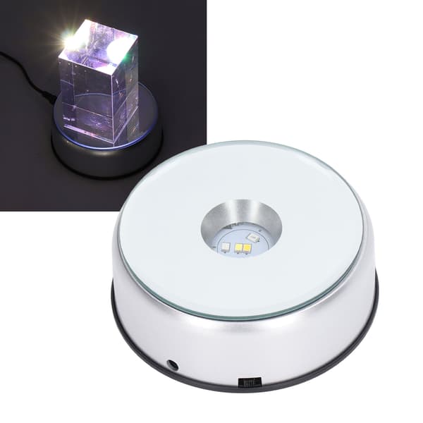 Roterande displayställ 360° LED-bas, 80s/varv, USB-driven, för koppar och kristaller