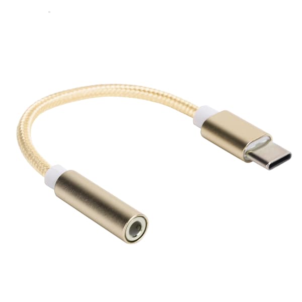 Typ C till 3,5 mm Aux ljudadapter flätad ljudheadsetadapter för Letv / XiaomiGul