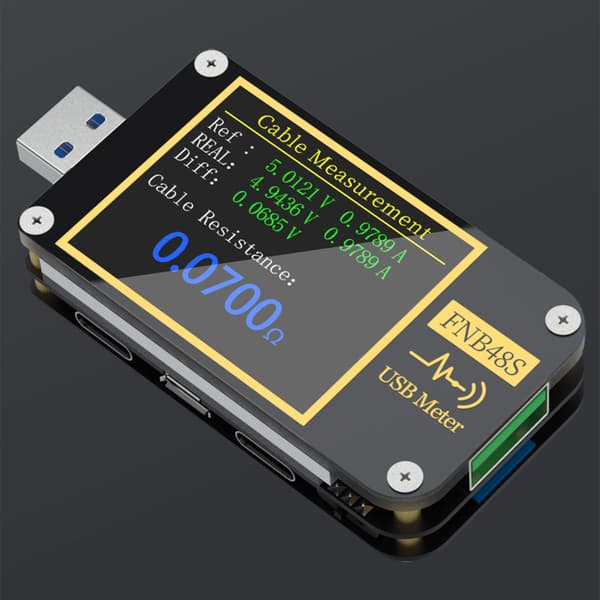 9-bens USB-spændingsmåler FNB48 Bluetooth Multifunktionel Amperemeter Tester med Skærmvending og Tyngdekraftssensor