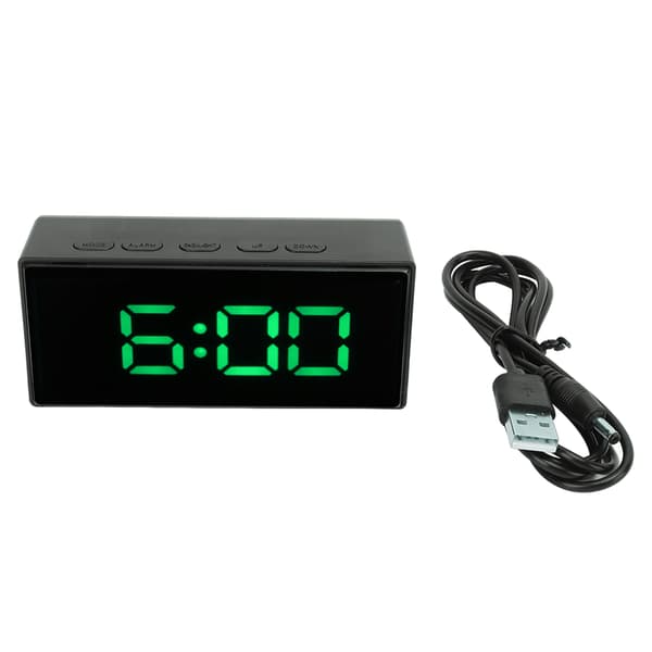 Smart LED-väckarklocka, ljussensor automatisk dimning, dubbel display, snooze, grön