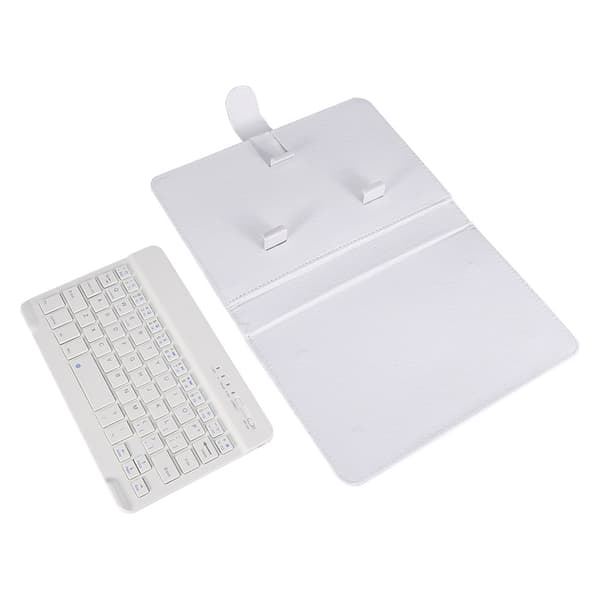 Universal trådløst Bluetooth-tastatur flip-etui med stativ til iOS/Android-telefoner Hvid