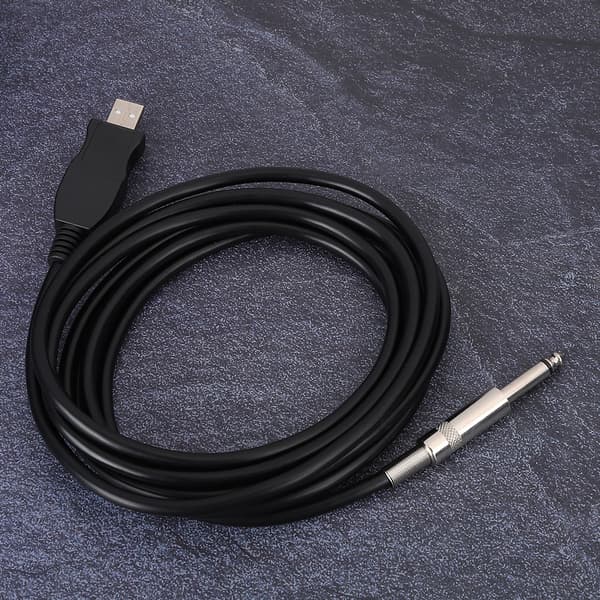 Bärbar Gitarr USB-ljudkabel Dator Kabel Länk Anslutning Instrumentadapter Svart 300cm