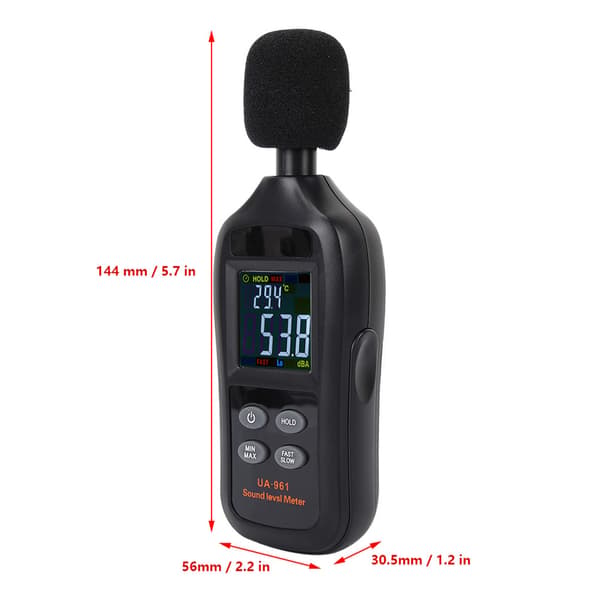 UA961 Sort Bærbar Digital Lydniveaumåler Støj Decibel Aflæser