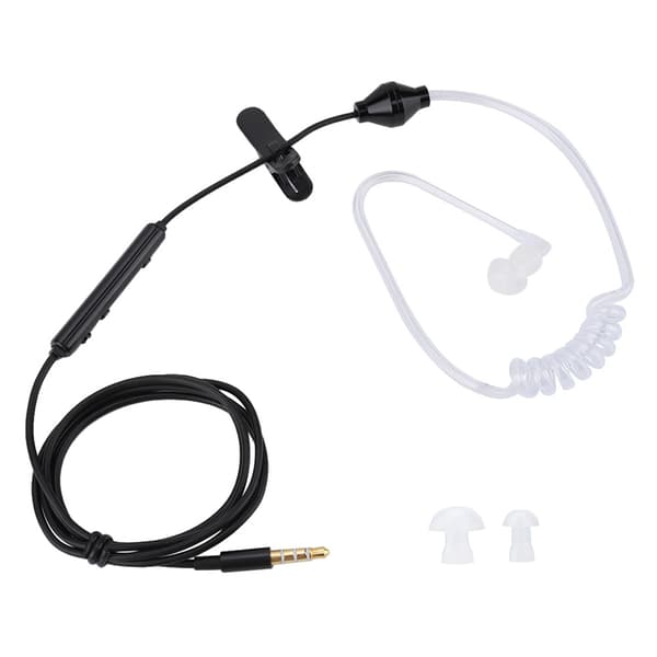 In-ear-headset med luftrörssäkerhetsöronsnäcka med mikrofon för iOS för Android Svart kabel Vitt rör