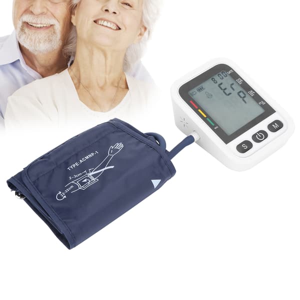 Automatisk Digital Blodtryksmåler Sphygmomanometer Tonometer til Måling af Overarm Sort og Hvid