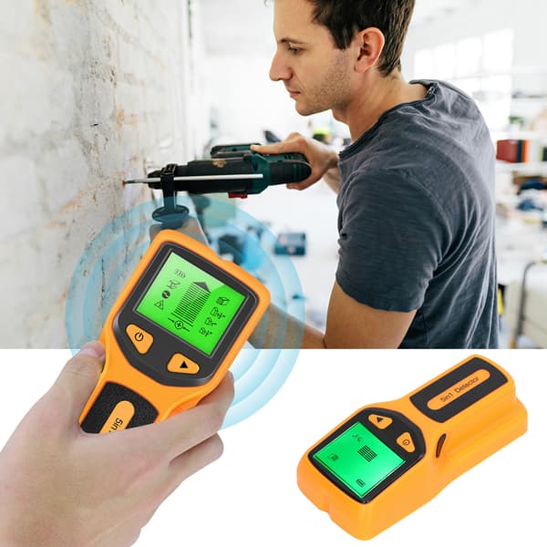 Stud Finder Vægscanner Sensor 5 i 1 Detektor HD LCD-skærm til Træ AC-ledning Centerkant Gul