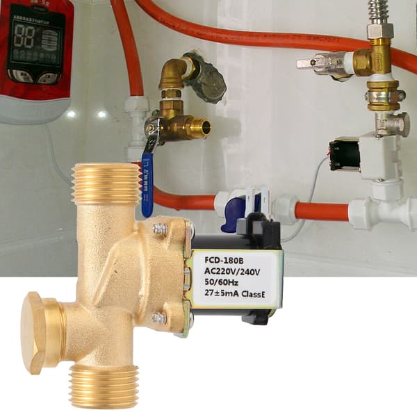 1/2\" NC elektrisk magnetventil i mässing, vatteninlopp DC 220V, 2-pack