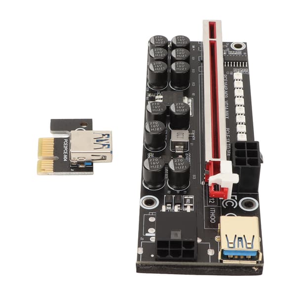 PCIE Riser Powered Adapter Card 6 Pin Kompatibel 1X 4X 8X 16X PCIE Interface Plug and Play USB Riser Powered Adapter Card Sort