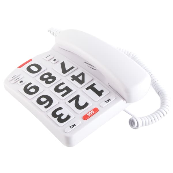 Ældre fastnettelefon med store knapper, kablet telefon til ældre og hørehæmmede