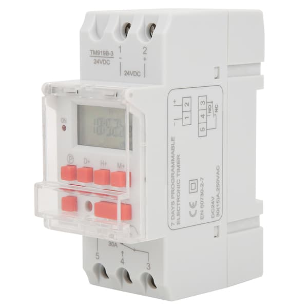 DC 24V 30A Ugentlig 12/24 timer Timerkontakt LCD Tænd/Sluk Kontrol Programmerbart Tidsrelæ