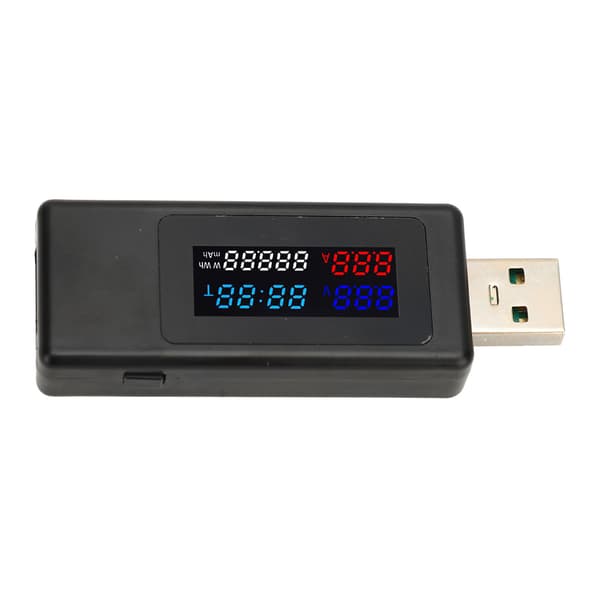 6-i-1 USB-strømmåler, spændingsstrømstester, timing, kapacitet, batterimonitor, farvedisplay multimeter