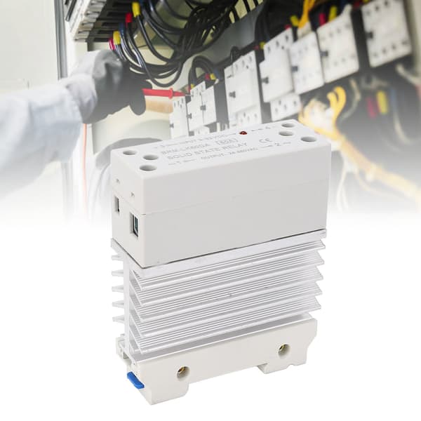 60A DC til AC Solid State Relæ, 35mm DIN-skinne Montering, Enfaset SSR med Køleplade, 3-32VDC Ind, 24-480VAC Ud