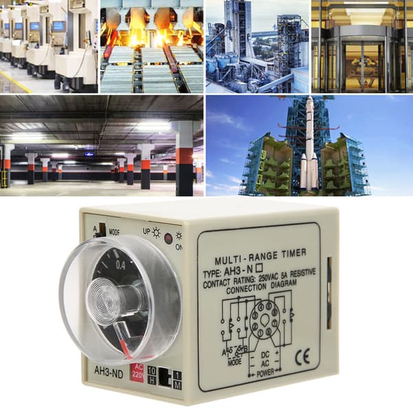 Fördröjningstimer Modul Multi Range Justerbar Dubbelläge AH3-ND 220VAC På-fördröjningsrelä