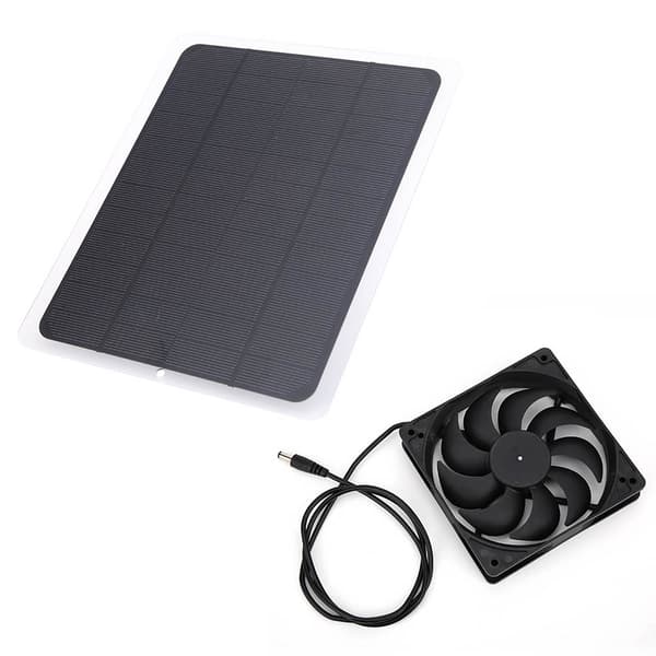 10W 12V solpanel batterioplader med USB-udgang, kæledyrsudsugningsventilatorsæt