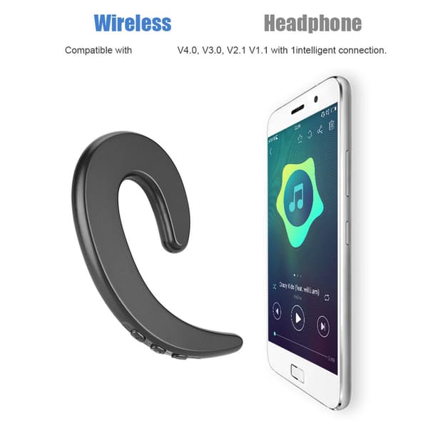 Håndfri ørekrog Bluetooth-hovedtelefon Trådløs smertefri knogleledning øretelefonhoveder (sort)
