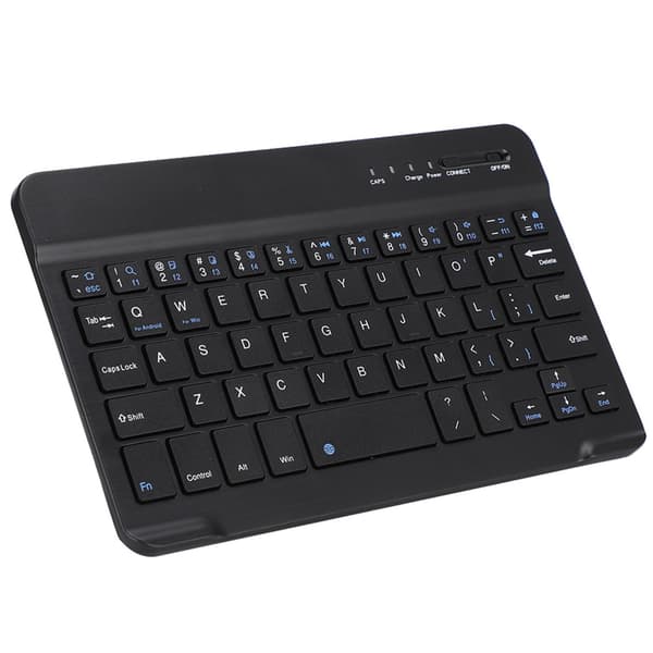 Ohut ja kevyt langaton Bluetooth-näppäimistö Androidille, iOS:lle ja Windowsille, musta