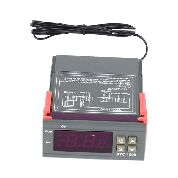 Digital Termostat Dobbelt Relæudgang Temperaturregulator 110-220VAC med NTC-sensor