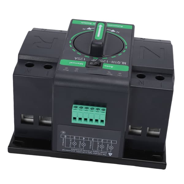 125A 2-polig dubbelström ATS 2-i-1 omkopplare Auto/Manuell PC-isolator