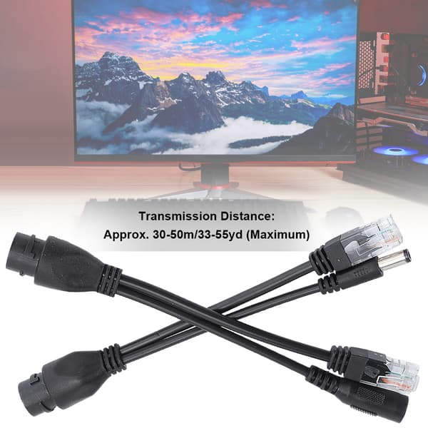 POE-adapterkabel Ikke-standard vandtæt injektor splitter DC12V (sort)