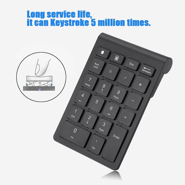 Sort 22-tasters Mini Numpad Trådløst Bluetooth Numerisk Tastatur Til OS X PC