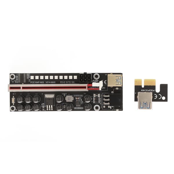 PCIE Riser Powered Adapter Card 6 Pin Kompatibel 1X 4X 8X 16X PCIE Interface Plug and Play USB Riser Powered Adapter Card Sort
