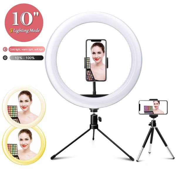 10 tommer USB-bordfyldlys LED-ringlys med trekantet beslag til live-udsendelse