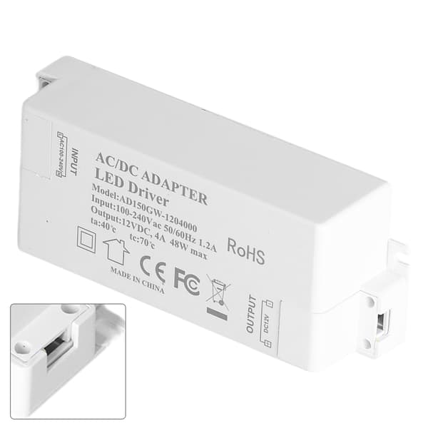 LED-strømforsyning DC12V 4A 48W LED-driver, AC100-240V til DC12V-transformer til indendørs stripelys