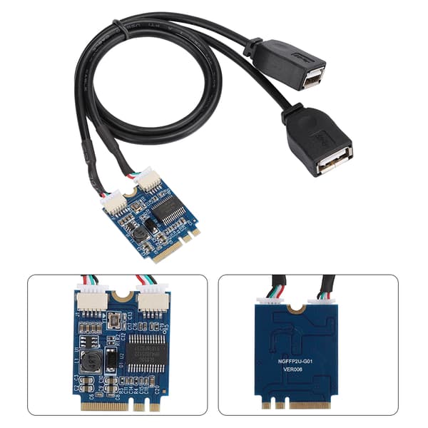 M.2 NGFF til USB Riser Card KEY A E til Dobbelt Port USB2.0 Interface Udvidelseskort Kabeladapter