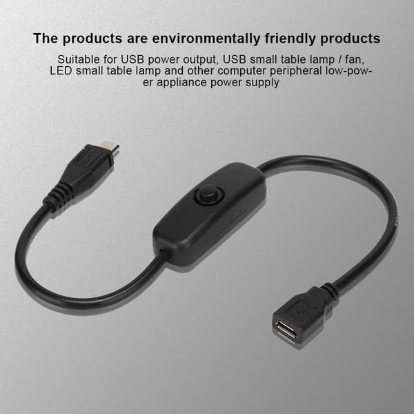 Micro USB hun til han forlængerkabel med 501 knapkontakt til Raspberry Pi