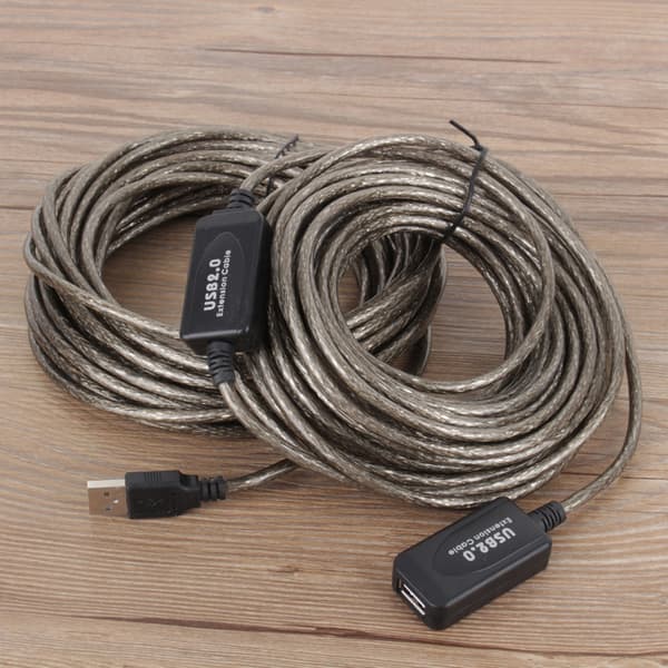 20M USB 2.0 Typ A Hane till Hona Förlängningskabel Svart