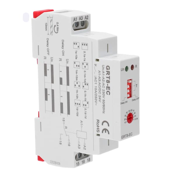 Multifunktionel tidsrelæafbryder LED-indikator AC230V/ACDC24V dobbeltfunktion