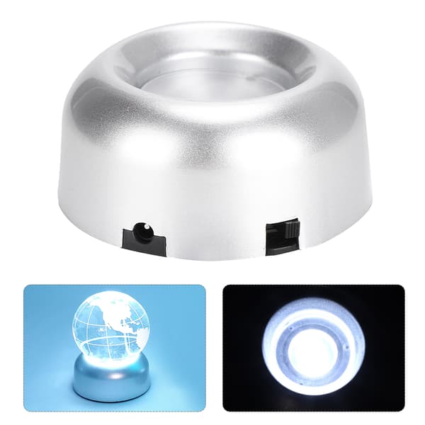 Kristallbas LED Vitt Ljus Silver Display Statyer Konst Glas Smyckeshållare