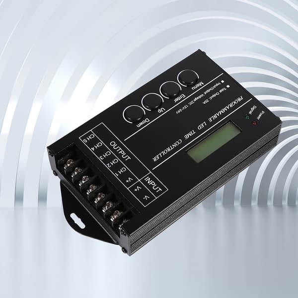 DC12/24V 20A Programmerbar LED Tidsstyring 5 Kanaler Farvejusterbar Med CD USB-kabel