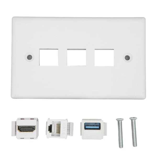 HD Multimedia Interface -seinälevy, juottamaton CAT6 USB3.0 HD Multimedia Interface 3-porttinen seinälevyn pistorasia