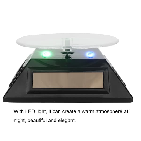 Roterende Solar LED Smykke Ur Telefon Display Stand til Makeup