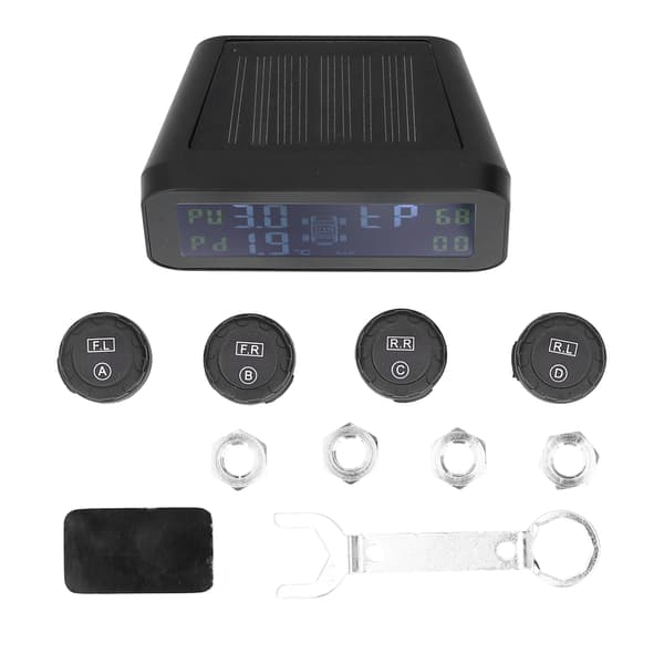 LCD-display Bil TPMS Däcktrycksövervakningssystem med sensor Solcellsladdning USB-laddning