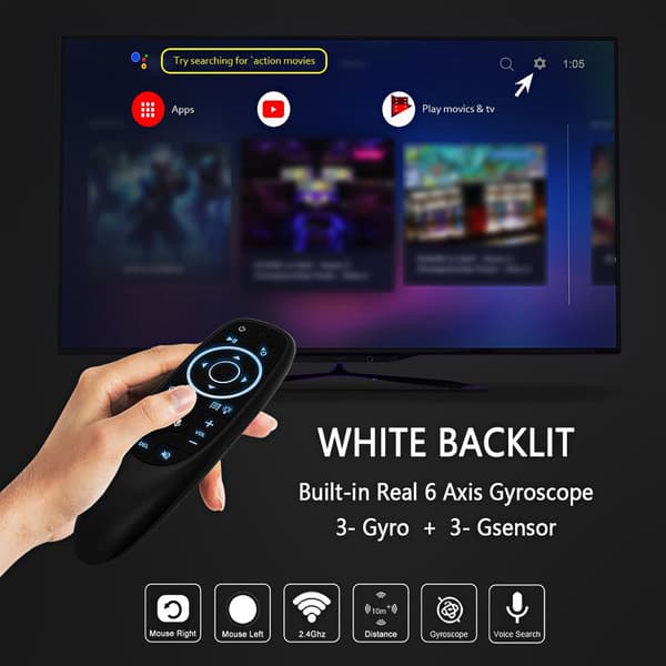 2.4G USB Trådlös Air Remote Mus Röst Infraröd Kontroll för Android/Windows