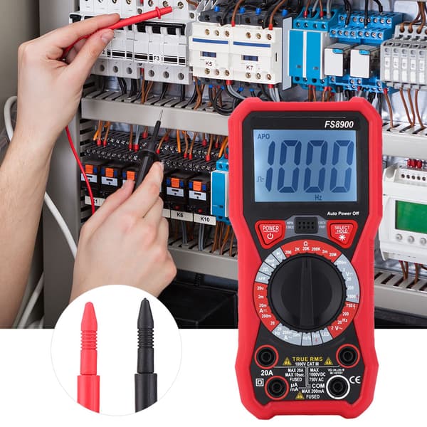FS8900 Digitalt Multimeter LED Baggrundsbelyst Håndholdt Volt Ohm Amp Tester AC DC Strømmåler