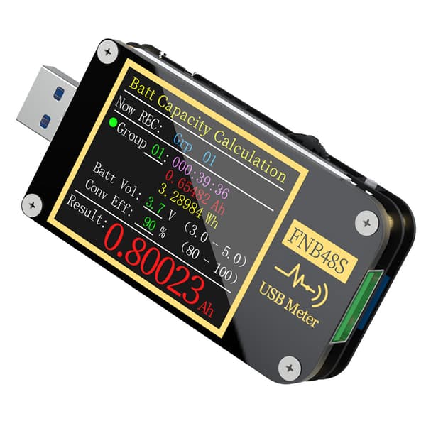 9-bens USB-spændingsmåler FNB48 Bluetooth Multifunktionel Amperemeter Tester med Skærmvending og Tyngdekraftssensor