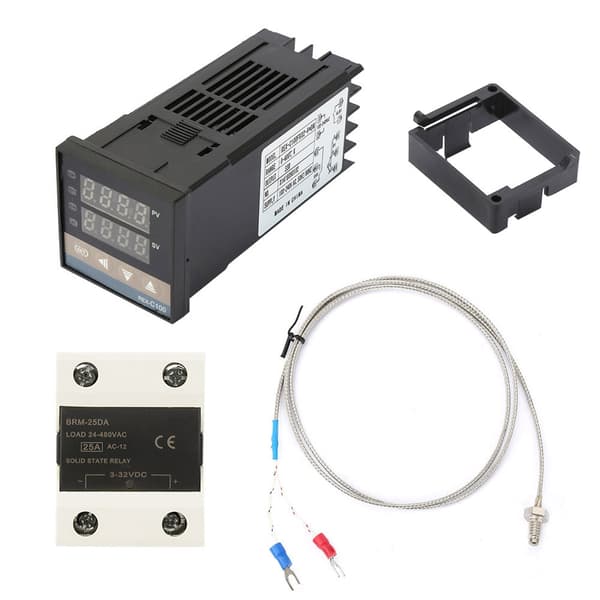 PID Temperaturregulator Kit 0-400°C med 25A Solid State Relä & 1m M6 K-typ Sond