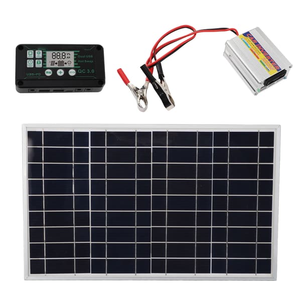 Solpanel Kit 30W Solpanel 220W MPPT Strøminverter Vandtæt Controller til Strøm