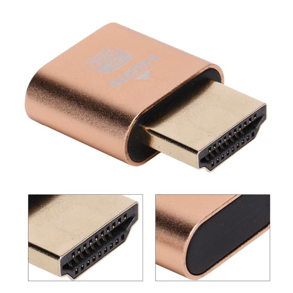 High Definition Multimedia Interface Dummy Plug HotSwappable 4K Display Emulator (Guld)