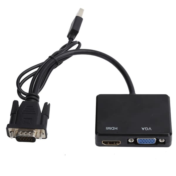 VGA til VGA High Definition Multimedia Interface Splitter Konverter Understøtter Dobbelt Skærmadapter Sort